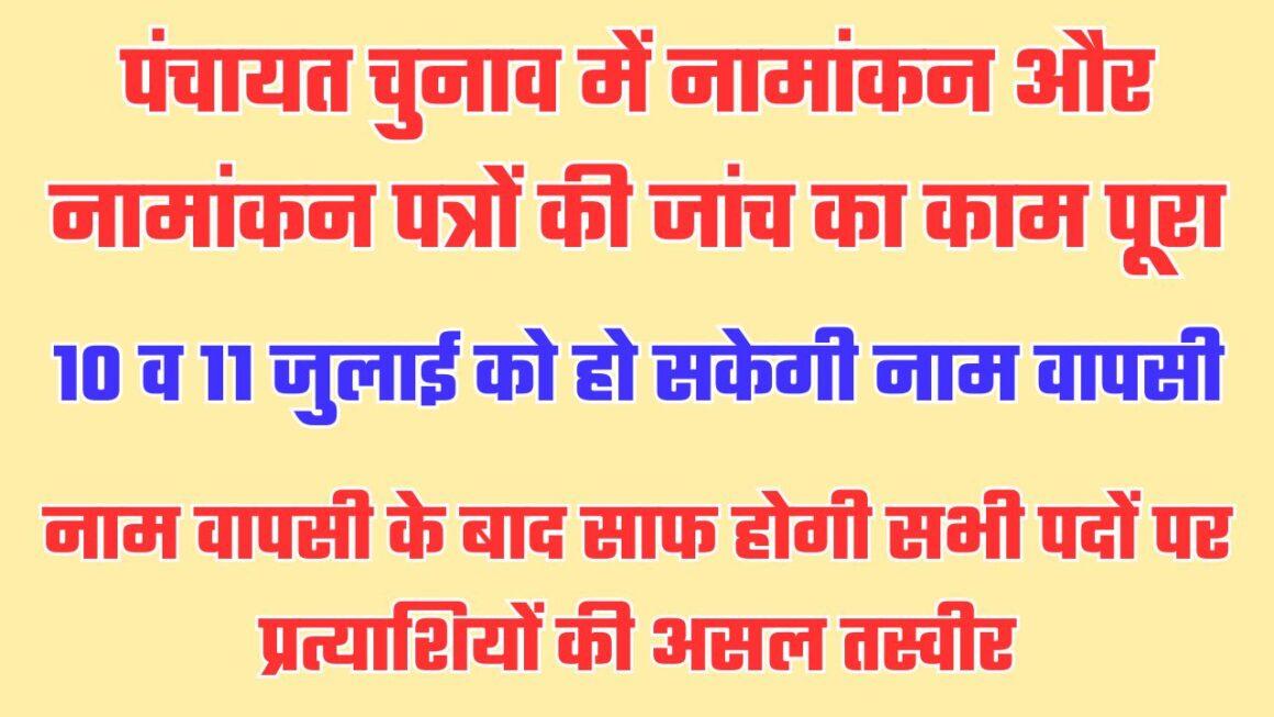 त्रिस्तरीय पंचायत चुनावः बड़ी संख्या में नामांकन पत्र निरस्त, नाम वापसी के बाद साफ होगी प्रत्याशियों की तस्वीर