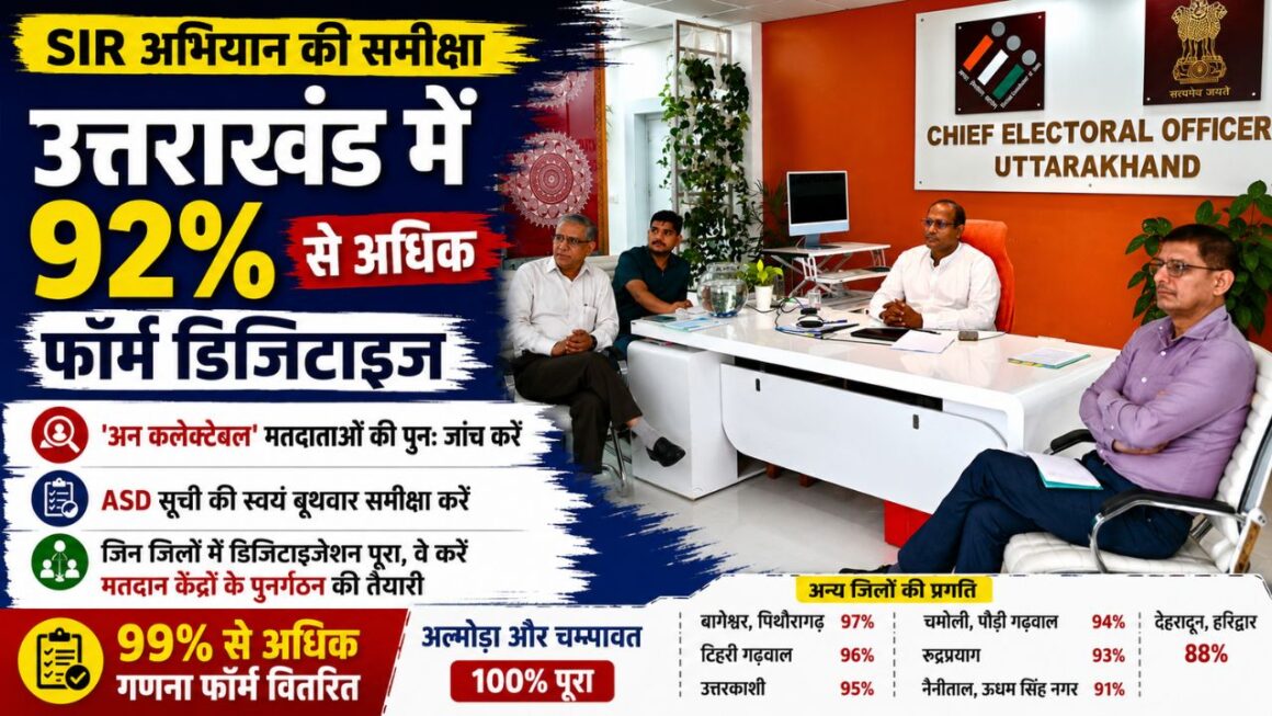 मतदाता सूची पुनरीक्षण (एसआईआर) में तेजी, प्रदेश में अब तक 92% से ज्यादा फॉर्मों का डिजिटाइजेशन पूरा