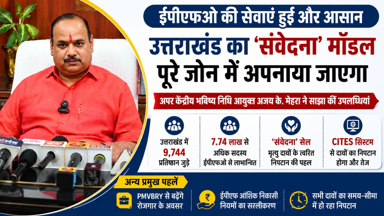 ईपीएफओः पूरे जोन में लागू होगा देहरादून का संवेदना मॉडल, PMVBRY, ईपीएफ निकासी के नए नियम और डिजिटल सुधारों पर फोकस