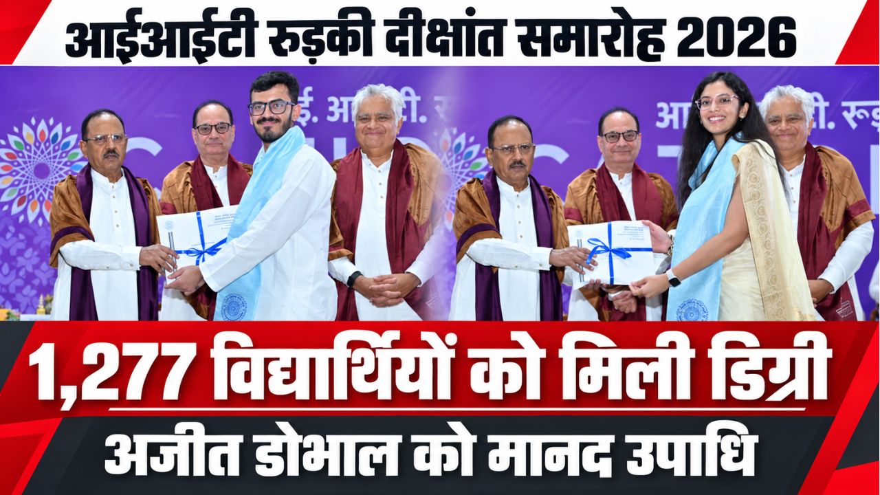 IIT Roorkee Convocation 2026: 1,277 विद्यार्थियों को डिग्री, एनएसए अजीत डोभाल को मानद उपाधि